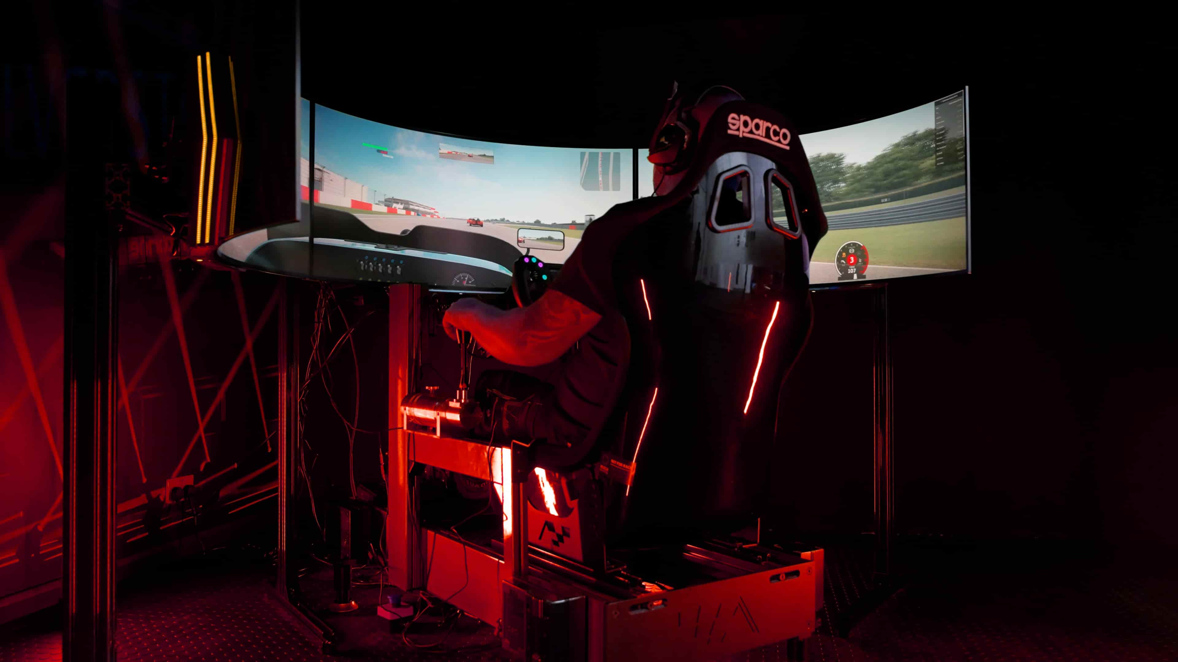 An image of a person using sim racing simulator